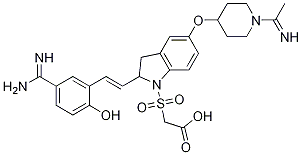 Acetic acid, 2-[[2-[(1E)-2-[5-(aMinoiMinoMethyl)-2-hydroxyphenyl]ethenyl]-2,3-dihydro-5-[[1-(1-iMinoethyl)-4-piperidinyl]oxy]-1H-indol-1-yl]sulfonyl]-,405887-01-6,结构式