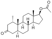 1α-メチル-17β-アセトキシ-5α-アンドロスタン-3-オン 化学構造式