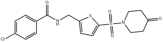 4-chloro-N-((5-(4-oxopiperidin-1-ylsulfonyl)thiophen-2-yl)methyl)benzamide 结构式