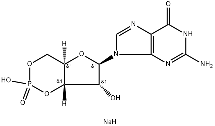 鸟苷-3ˊ,5ˊ-环磷酸一钠盐,40732-48-7,结构式