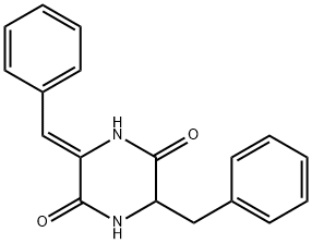 3-ベンジル-6-[(Z)-ベンジリデン]-2,5-ピペラジンジオン 化学構造式