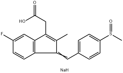 sodium 5-fluoro-2-methyl-1-[[4-(methylsulphinyl)phenyl]methylene]-1H-indene-3-acetate Structure