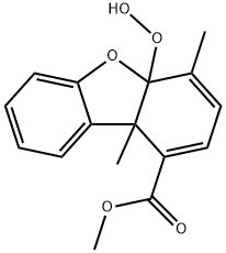 4a,9b-ジヒドロ-4a-ヒドロペルオキシ-4,9b-ジメチル-1-ジベンゾフランカルボン酸メチル 化学構造式