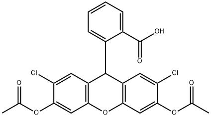 2-(3,6-ジアセトキシ-2,7-ジクロロ-9H-キサンテン-9-イル)安息香酸 化学構造式