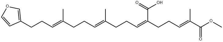 (E)-6-[(1Z,4E,8E)-11-(3-Furyl)-4,8-dimethyl-4,8-undecadienylidene]-2-methyl-2-heptenedioic acid 1-methyl ester Structure