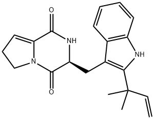 (3S)-3-[[2-(1,1-Dimethyl-2-propenyl)-1H-indol-3-yl]methyl]-6,7-dihydropyrrolo[1,2-a]pyrazine-1,4(2H,3H)-dione,41222-64-4,结构式