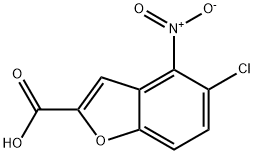 5-CHLORO-4-NITRO-1-BENZOFURAN-2-CARBOXYLIC ACID 化学構造式