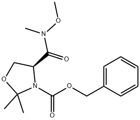 (S-BENZYL 4-(N-METHOXY-N-METHYLCARBAMOYL-2,2-DIMETHYLOXAZOLIDINE-3-CARBOXYLATE, 412917-35-2, 结构式