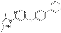 PYRIMIDINE, 4-([1,1'-BIPHENYL]-4-YLOXY)-6-(3,5-DIMETHYL-1H-PYRAZOL-1-YL)- Struktur