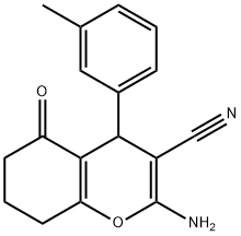 2-amino-4-(3-methylphenyl)-5-oxo-5,6,7,8-tetrahydro-4H-chromene-3-carbonitrile Structure