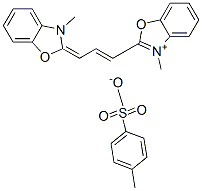 3-methyl-2-[3-(3-methyl-3H-benzoxazol-2-ylidene)prop-1-enyl]benzoxazolium p-toluenesulphonate 化学構造式