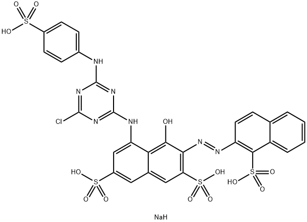 tetrasodium 5-[[4-chloro-6-[(4-sulphonatophenyl)amino]-1,3,5-triazin-2-yl]amino]-4-hydroxy-3-[(1-sulphonato-2-naphthyl)azo]naphthalene-2,7-disulphonate 结构式