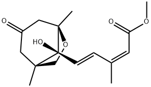 5-[(1R,5R,8S)-8-Hydroxy-1,5-dimethyl-3-oxo-6-oxabicyclo[3.2.1]octan-8-yl]-3-methyl-2,4-pentadienoic acid methyl ester 结构式