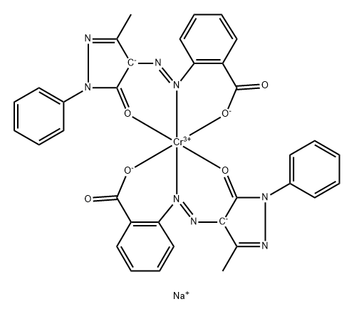 铬酸合二[2-(4,5-二氢-3-甲基-5-氧-1-苯基-1H-4-吡唑基)偶氮]苯甲酸钠, 41741-86-0, 结构式