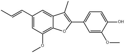 2-Methoxy-4-[7-methoxy-3-methyl-5-[(E)-1-propenyl]benzofuran-2-yl]phenol Structure