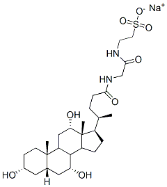 2-[[[(3α,7α,12α-トリヒドロキシ-24-オキソ-5β-コラン-24-イル)アミノ]アセチル]アミノ]エタンスルホン酸ナトリウム 化学構造式