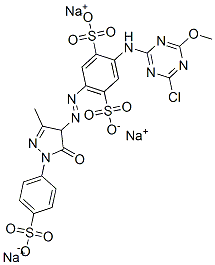 trisodium 2-[(4-chloro-6-methoxy-1,3,5-triazin-2-yl)amino]-5-[[4,5-dihydro-3-methyl-5-oxo-1-(4-sulphonatophenyl)-1H-pyrazol-4-yl]azo]benzene-1,4-disulphonate|