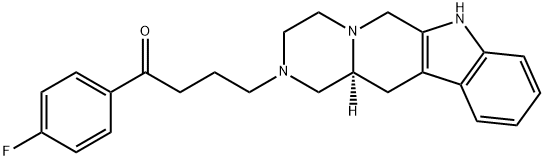 1-(4-フルオロフェニル)-4-[[(12aS)-1,2,3,4,6,7,12,12a-オクタヒドロピラジノ[1',2':1,6]ピリド[3,4-b]インドール]-2-イル]-1-ブタノン 化学構造式