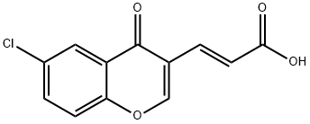 (2E)-3-(6-クロロ-4-オキソ-4H-クロメン-3-イル)アクリル酸 化学構造式