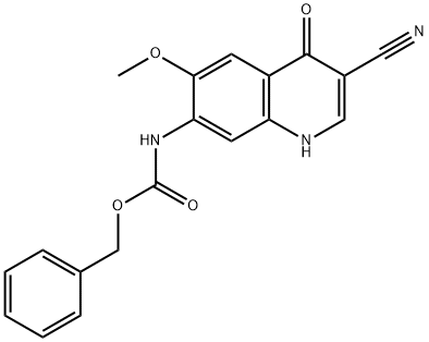 CarbaMic acid, (3-cyano-1,4-dihydro-6-Methoxy-4-oxo-7-quinolinyl)-, phenylMethyl ester (9CI) 化学構造式