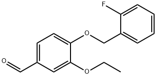 3-乙氧基-4-(2-氟-苄氧基)-苯甲醛, 423724-00-9, 结构式