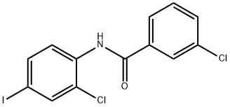 3-氯-N-(2-氯-4-碘代苯基)苯甲酰胺 结构式