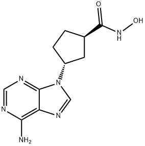 3-(6-Amino-purin-9-yl)-cyclopentanecarboxylic acid hydroxyamide 化学構造式