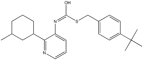 S-((4-(1,1-Dimethylethyl)phenyl)methyl)O-(3-methylcyclohexyl)-3-pyridinylcarbonimidothioate 化学構造式