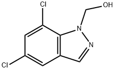 1-Hydroxymethyl-5,7-dichloroindazole 化学構造式