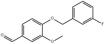 4-[(3-フルオロベンジル)オキシ]-3-メトキシベンズアルデヒド 化学構造式