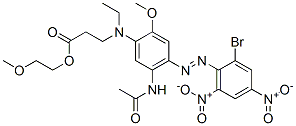 2-methoxyethyl N-[5-(acetylamino)-4-[(2-bromo-4,6-dinitrophenyl)azo]-2-methoxyphenyl]-N-ethyl-beta-alaninate  Struktur