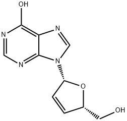2′,3′-ジデヒドロ-2′,3′-ジデオキシイノシン 化学構造式