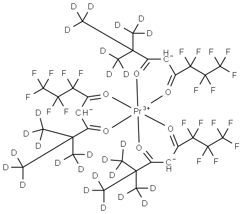 tris[6,6,7,7,8,8,8-heptafluoro-2,2-di[(2H3)methyl](1,1,1-2H3)octane-3,5-dionato-O,O']praseodymium Structure