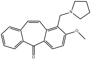 2-Methoxy-1-pyrrolizinomethyl-5H-dibenzo[a,d]cyclohepten-5-one Struktur