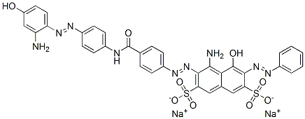 disodium 4-amino-3-[[4-[[[4-[(2-amino-4-hydroxyphenyl)azo]phenyl]amino]carbonyl]phenyl]azo]-5-hydroxy-6-(phenylazo)naphthalene-2,7-disulphonate Structure