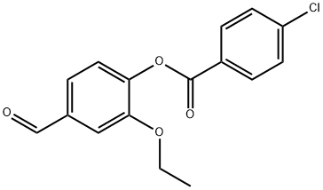 2-乙氧基-4-甲酰苯基4-氯苯甲酸酯, 431985-11-4, 结构式