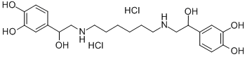 4,4'-[hexane-1,6-diylbis[imino(1-hydroxy-2,1-ethanediyl)]]bispyrocatechol dihydrochloride Structure