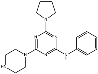 N-Phenyl-4-(1-piperazinyl)-6-(1-pyrrolidinyl)-1,3,5-triazin-2-amine 结构式