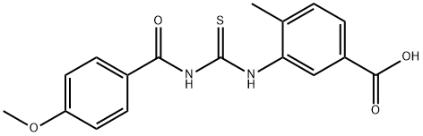 3-[[[(4-METHOXYBENZOYL)AMINO]THIOXOMETHYL]AMINO]-4-METHYL-BENZOIC ACID Structure