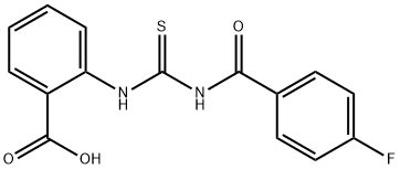 2-[[[(4-FLUOROBENZOYL)AMINO]THIOXOMETHYL]AMINO]-BENZOIC ACID 化学構造式