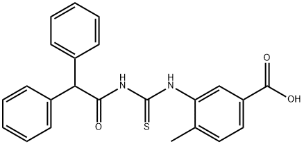 3-[[[(DIPHENYLACETYL)AMINO]THIOXOMETHYL]AMINO]-4-METHYL-BENZOIC ACID,433695-07-9,结构式