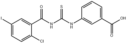 3-[[[(2-CHLORO-5-IODOBENZOYL)AMINO]THIOXOMETHYL]AMINO]-BENZOIC ACID Structure