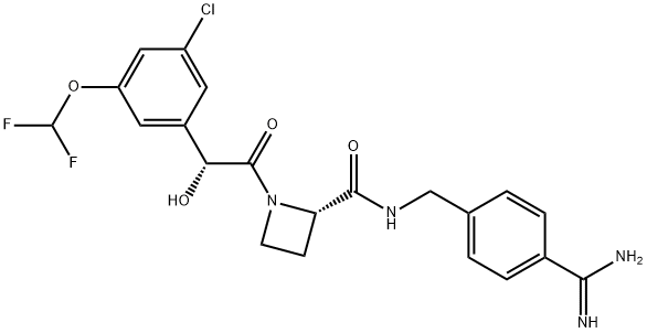 2-AzetidinecarboxaMide, N-[[4-(aMinoiMinoMethyl)phenyl]Methyl]-1-[(2R)-2-[3-chloro-5-(difluoroMethoxy)phenyl]-2-hydroxyacetyl]-, (2S)-,433937-74-7,结构式
