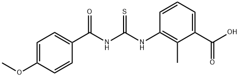 3-[[[(4-METHOXYBENZOYL)AMINO]THIOXOMETHYL]AMINO]-2-METHYL-BENZOIC ACID 结构式