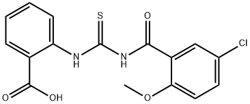 2-[[[(5-CHLORO-2-METHOXYBENZOYL)AMINO]THIOXOMETHYL]AMINO]-BENZOIC ACID 结构式