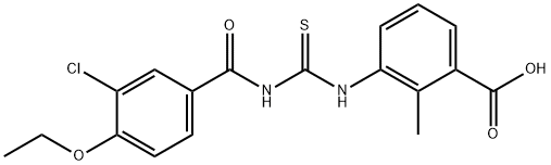 3-[[[(3-CHLORO-4-ETHOXYBENZOYL)AMINO]THIOXOMETHYL]AMINO]-2-METHYL-BENZOIC ACID 化学構造式