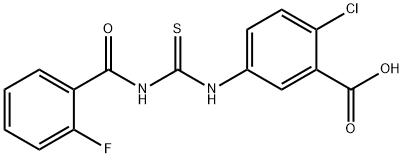 2-CHLORO-5-[[[(2-FLUOROBENZOYL)AMINO]THIOXOMETHYL]AMINO]-BENZOIC ACID,434304-87-7,结构式
