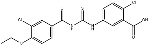 2-CHLORO-5-[[[(3-CHLORO-4-ETHOXYBENZOYL)AMINO]THIOXOMETHYL]AMINO]-BENZOIC ACID,434308-52-8,结构式