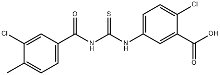 2-CHLORO-5-[[[(3-CHLORO-4-METHYLBENZOYL)AMINO]THIOXOMETHYL]AMINO]-BENZOIC ACID,434308-65-3,结构式
