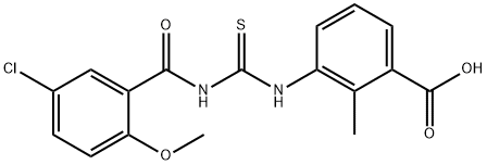 3-[[[(5-CHLORO-2-METHOXYBENZOYL)AMINO]THIOXOMETHYL]AMINO]-2-METHYL-BENZOIC ACID 结构式